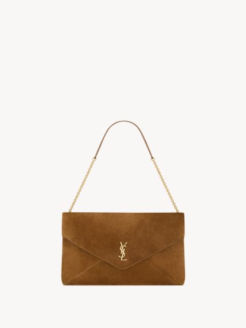 SAINT LAURENT CASSANDRE XXL POUCH ON CHAIN IN SUEDE