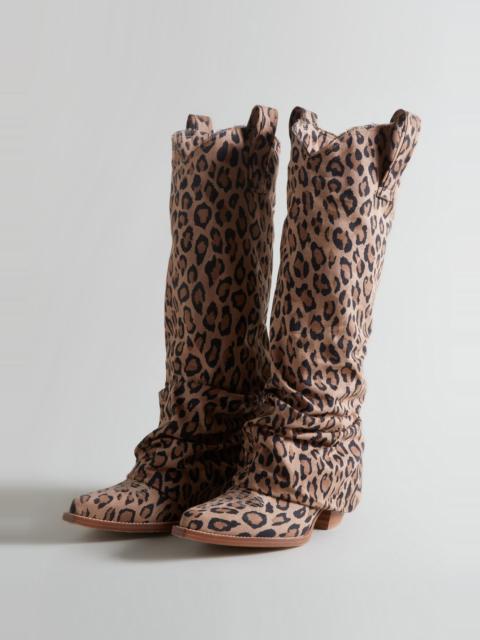 R13 MID COWBOY BOOTS - RAW LEOPARD