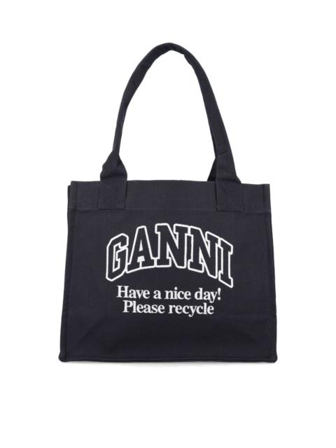 GANNI Organic cotton large tote bag