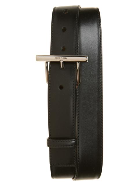 Alexander McQueen McQueen Sling Leather Belt in Black/Silver at Nordstrom