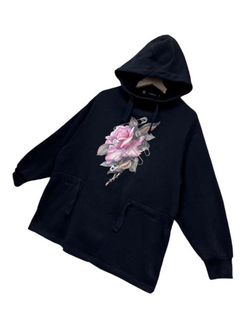UNDERCOVER 🔥UNDERCOVER Art Safety Pin & Rose Black Baggy Hoodie