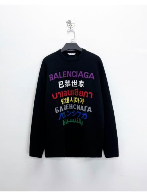 BALENCIAGA Balenciaga Black Seven-Language Knit Sweater