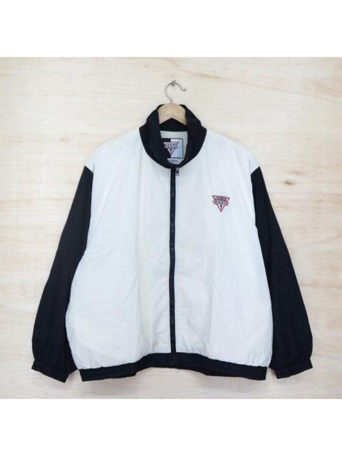 Other Designers Vintage 90s GUESS Athletic Mini Logo Embroidered Two Tone Bomber Windbreaker Jacket 