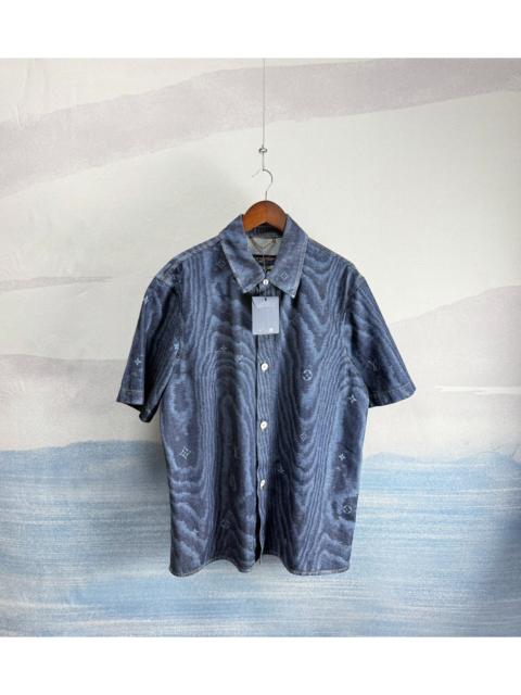 Louis Vuitton Louis Vuitton Blue Washed-Effect Epi-Pattern Denim Short-Sleeve Shirt