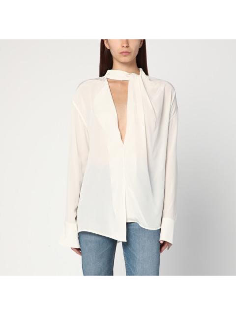 Victoria Beckham Victoria Beckham Ivory Draped Silk Blouse Women