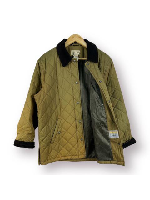 Other Designers Vintage - 🔥 OLIVE QUILTED SUNFADED L.L BEAN CORD COLLAR JACKET - M