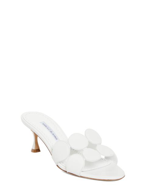 Manolo Blahnik Manolo Blahnik Haribalmu Kitten Heel Sandal in White at Nordstrom