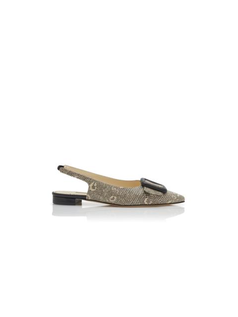 Manolo Blahnik Lizard Print Calf Leather Slingback Pumps