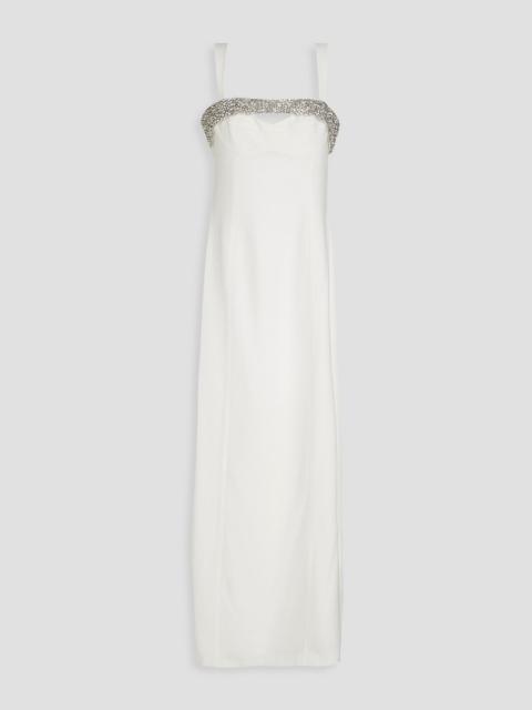 SIMKHAI Lennox crystal-embellished cutout crepe gown