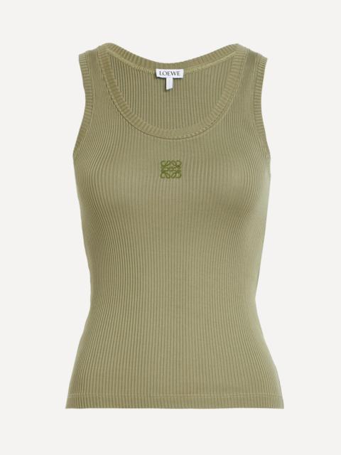 Loewe Khaki Green Silk Anagram Tank Top
