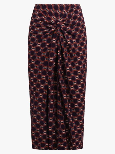 Dries Van Noten SMILA DRAPED MOSAIQUE PRINT MIDI SKIRT | AUBER PURPLE