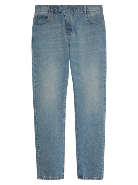Balmain Balmain Regular Fit Straight Leg Jeans in 6Aw Washed Blue Jean at Nordstrom