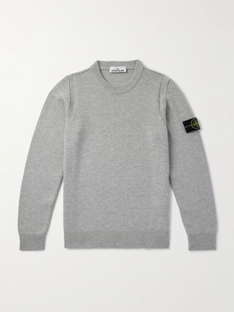 Stone Island Logo-Appliquéd Wool-Blend Sweater Gray