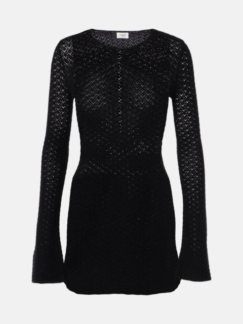 SAINT LAURENT Wool-blend crochet minidress