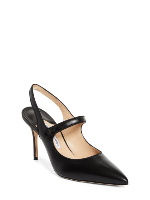 Manolo Blahnik Manolo Blahnik Camparisli Pointed Toe Mary Jane Slingback Pump in Black at Nordstrom