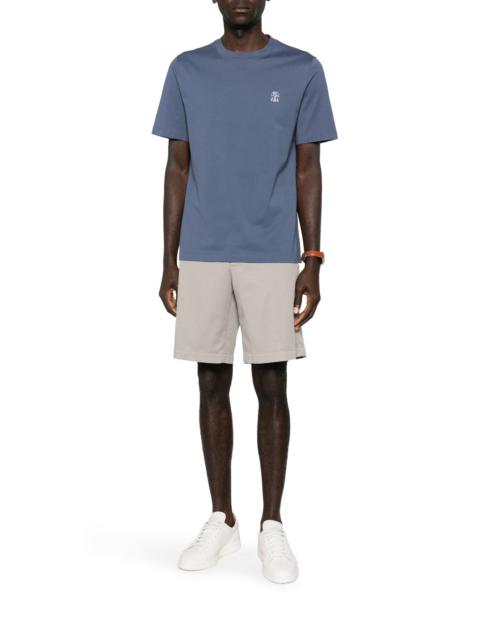 Brunello Cucinelli COTTON T-SHIRT WITH CONTRASTING LOGO PRINT