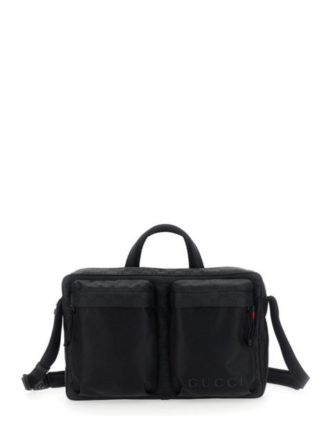 GUCCI Gucci Men Black Suitcase With Tone-On-Tone Gg All-Over Motif In Tech Fabric Man
