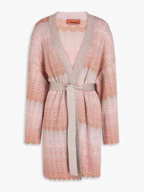 Missoni Belted metallic crochet-knit cardigan