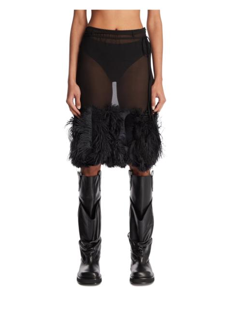 THE ATTICO Black Feather Midi Skirt