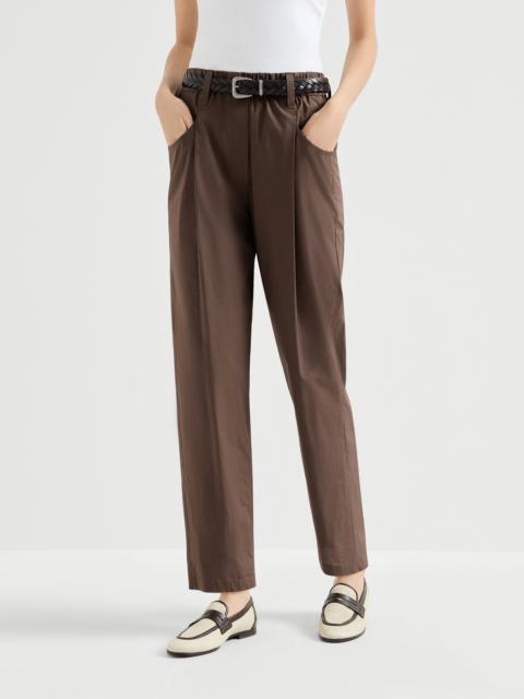 Brunello Cucinelli Lightweight poplin five-pocket track trousers with monili