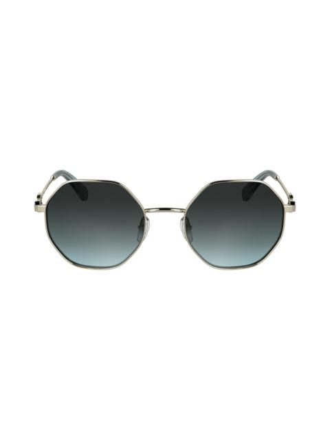 Longchamp Longchamp Le Foulonné 52mm Gradient Round Sunglasses in Gold/Gradient Blue at Nordstrom
