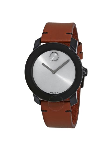 Movado - Movado Bold Grey Sunray Dial Cognac Leather Men's Watch 3600442