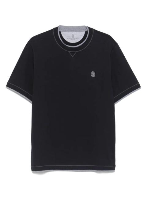 Brunello Cucinelli T-Shirt With Logo And Faux-Layering