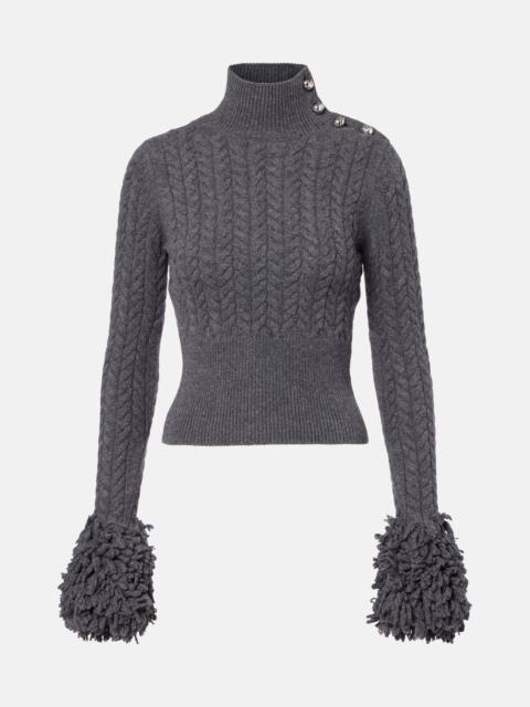 PATOU Cable-knit wool and cashmere sweater