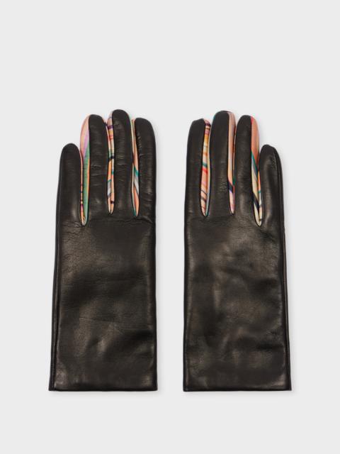 Paul Smith Women's Black Leather 'Swirl' Gloves