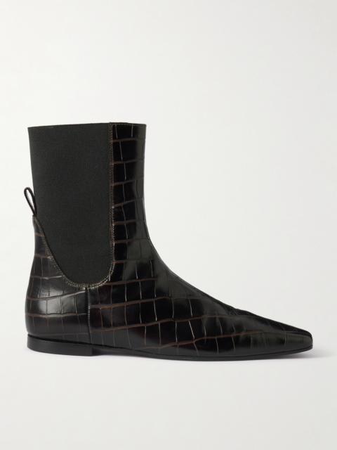 TOTEME Croc-effect Leather Ankle Boots