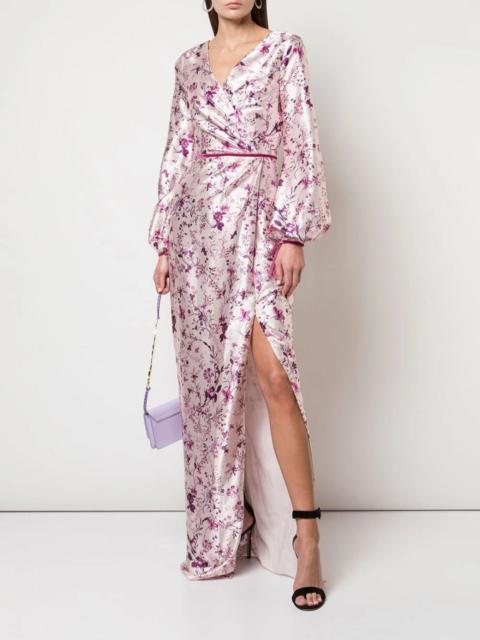 Marchesa BISHOP SLEEVE FLORAL PRINT CHARM GOWN