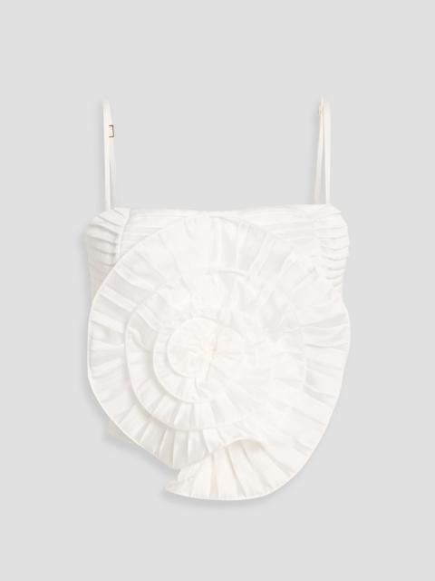 PatBO Dream floral-appliquéd satin top