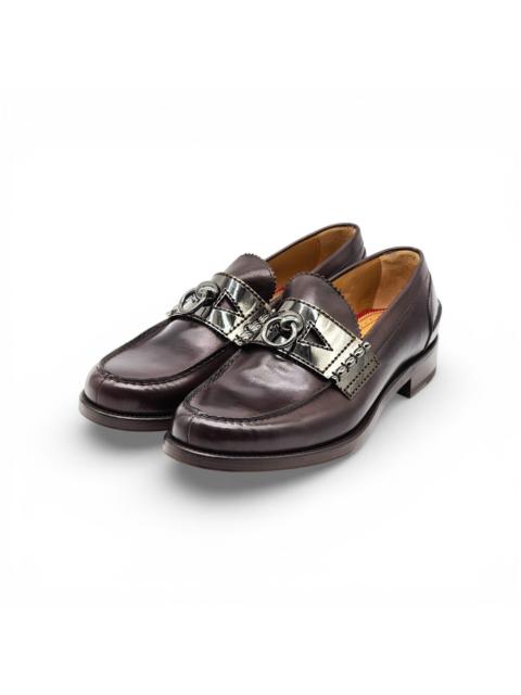 Christian Louboutin Leather Loafers with Metal Ornament Brown EU 40.5 US 7.5 NWB