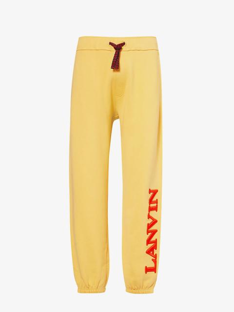 Lanvin Brand-embroidered drawstring-waistband cotton-jersey jogging bottoms