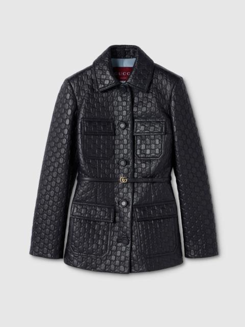 GUCCI Embossed GG leather jacket
