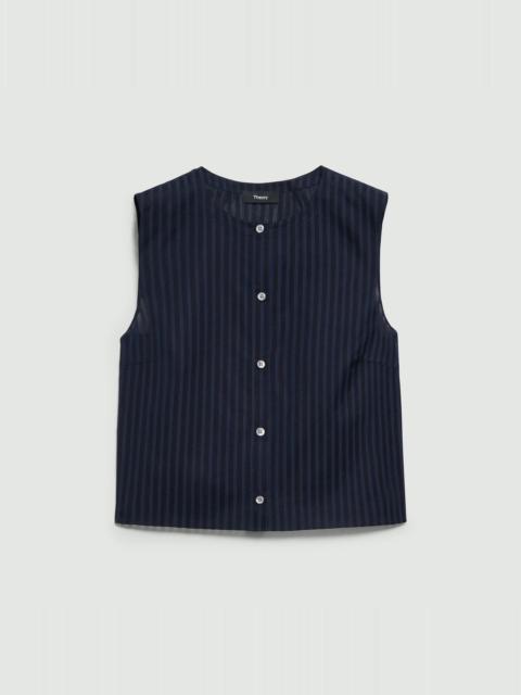 Theory Button-Up Shell Top in Linear Cotton