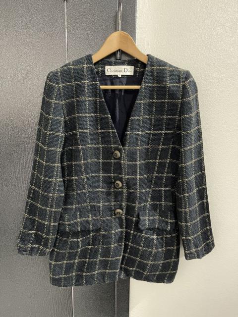 Other Designers Christian Dior Monsieur - Vintage Christian Dior Collarless Tweed Check Jacket