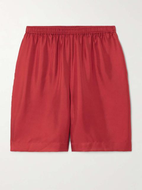 Zinia silk-twill shorts Red