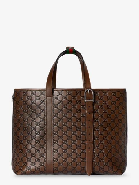 GUCCI Gucci Gg Emblem Leather Shopping Bag
