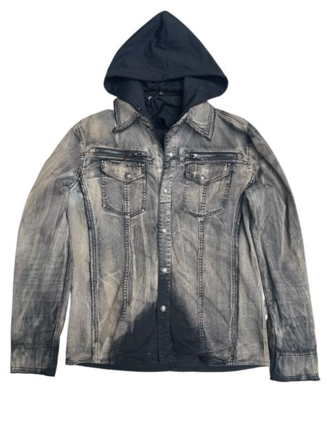 Other Designers In the Attic Distressed Cotton Hoodie Jacket - Washed Black