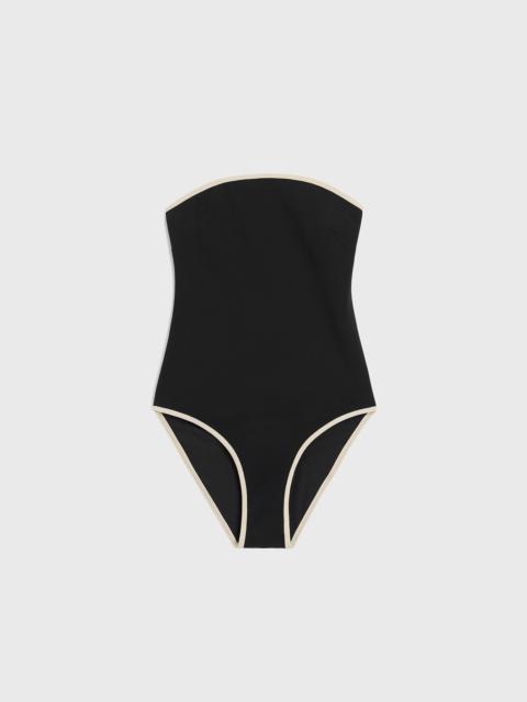 TOTEME Stripe edge strapless swimsuit black