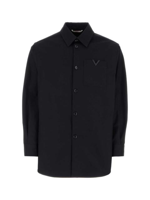 Valentino Valentino Garavani Men Midnight Blue Stretch Cotton Shirt