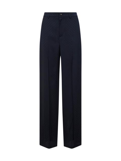 GUCCI Gucci Women Dark Blue Viscose And Silk Jacquard Trousers