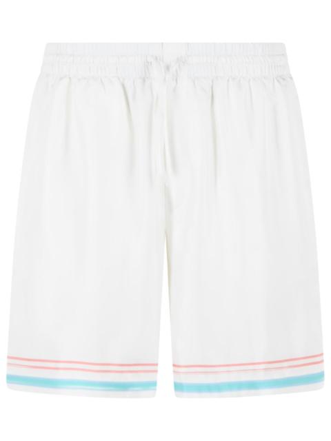 CASABLANCA Casablanca 'Dance Joy' White Silk Twill Shorts Men