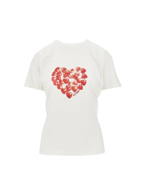 Chloé Chloe Cherry Heart Print T-shirt White Women