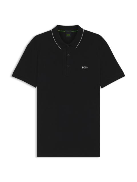 BOSS COTTON-PIQUÉ SLIM-FIT POLO SHIRT WITH TONAL LOGO