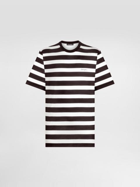 Dolce & Gabbana Short-sleeved silk jersey T-shirt with striped print