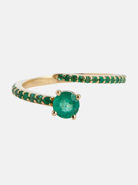 ILEANA MAKRI Grass Seed 18kt yellow gold ring with emeralds
