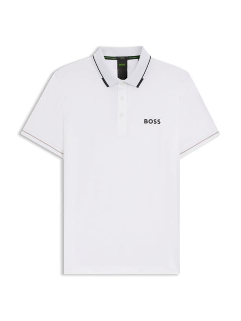 BOSS SLIM-FIT POLO SHIRT WITH CONTRAST LOGOS