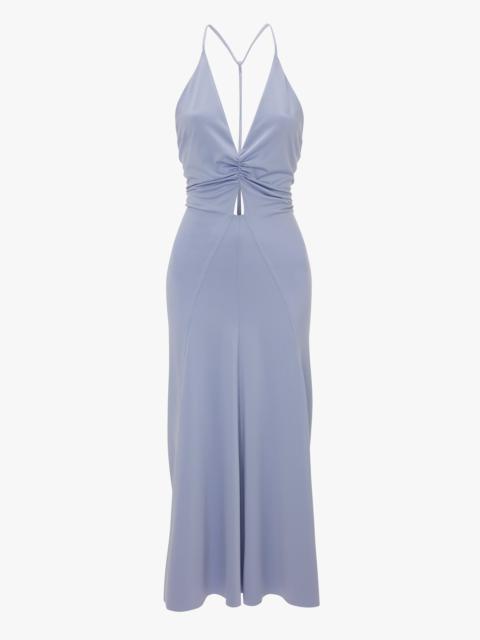 Victoria Beckham V-Neck Ruched Cami Midi Dress In Delphinium Blue